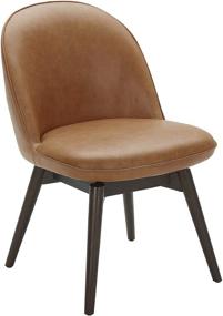 img 4 attached to 🪑 Rivet Contemporary Leather Swivel Dining Chair, 33"H, Cognac - Amazon Brand