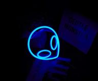 👽 led blue alien neon signs - battery & usb operated aesthetic room decor lights for kids room, bar, living room - perfect for christmas, party, wedding, halloween логотип