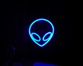 img 2 attached to 👽 LED Blue Alien Neon Signs - Battery & USB Operated Aesthetic Room Decor Lights for Kids Room, Bar, Living Room - Perfect for Christmas, Party, Wedding, Halloween