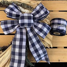 img 2 attached to 🎀 Navy Blue Plaid Wired Ribbon - Versatile Decor for Christmas, Easter, Birthdays, Weddings, and More!