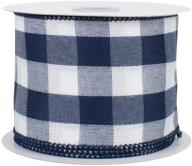 🎀 navy blue plaid wired ribbon - versatile decor for christmas, easter, birthdays, weddings, and more! logo
