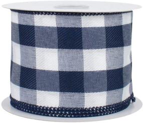 img 3 attached to 🎀 Navy Blue Plaid Wired Ribbon - Versatile Decor for Christmas, Easter, Birthdays, Weddings, and More!