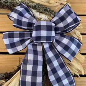 img 1 attached to 🎀 Navy Blue Plaid Wired Ribbon - Versatile Decor for Christmas, Easter, Birthdays, Weddings, and More!