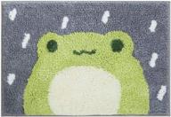 🐸 коврик для ванны ankah cute shower rug: роскошный пушистый высоко впитывающий, антискользящий, подходит для машинной стирки для ванны, душа и украшения в ванной комнате - 18" x 26" маленькая лягушка логотип