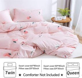 img 1 attached to 🍑 Lurson Fruit Peach Duvet Cover Set - 100% Premium Cotton Girls Pink Duvet Cover Twin Size - Kids Baby Pink Cute Peach Reversible Bedding Set - Super Soft Cotton Bedding Collection (2pcs, Twin)