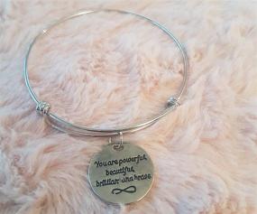 img 1 attached to 🌟 Powerful, Beautiful, Brilliant, and Brave Engraved Wire Bangle Bracelet: Perfect for Women, Girls, Teens, and Men