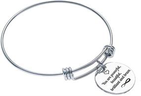 img 4 attached to 🌟 Powerful, Beautiful, Brilliant, and Brave Engraved Wire Bangle Bracelet: Perfect for Women, Girls, Teens, and Men