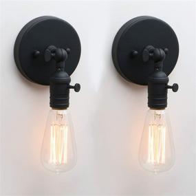 img 2 attached to 💡 Permo Set of 2 Minimalist Single Socket Wall Sconce Lighting with On/Off Switch (Black) - Stylish and Functional Lighting Solution