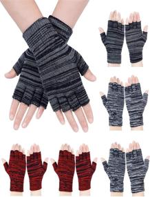 img 4 attached to 🧤 Stay Warm and Versatile with Fingerless Stretchy Mittens - Finger Gloves