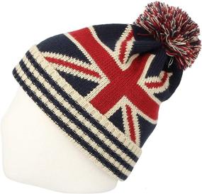 img 2 attached to Stylish & Cozy: WITHMOONS Knit Union Jack Pom Beanie Hat JZP0027 for USA & Canada