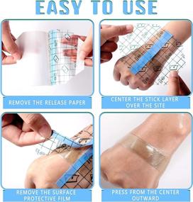 img 2 attached to 🩹 50 Pieces Clear Waterproof Transparent Film Dressing Bandages - 4 x 4.75 Inches - Stretch Adhesive Bandages - Ideal for Tattoos, Swimming, and Showering - Octagon Shape