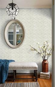 img 3 attached to 🏷️ White and Gold Geometry Peel and Stick Wallpaper: Striped Hexagon Gold Stripes Design for Easy Application - Removable Self Adhesive Vinyl Film - Decorative Shelf Drawer Liner Roll: 78.7in x17.7in