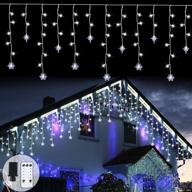 🎄 fashionlite 400led 33ft icicle lights with snowflake and star, 8 modes, curtain string fairy light with 80 drops, christmas decorations for indoor xmas holiday wedding party decor, cool white - outdoor seo logo