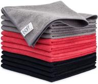 🧺 12-pack buff microfiber cleaning cloth set: red, black, gray (16"x16") - all purpose towels for cleaning, dusting, polishing, scrubbing, absorbing логотип