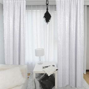 img 4 attached to 👰 2FTx8FT White Sequin Curtains - Baby Shower & Wedding Glitter Backdrop Panels