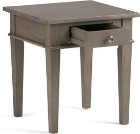 img 2 attached to 🏡 SIMPLIHOME Carlton SOLID WOOD 18" Square End Side Table in Farmhouse Grey – Stylish Storage Solution for Living Room and Bedroom