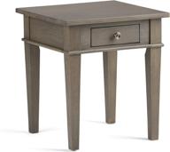 🏡 simplihome carlton solid wood 18" square end side table in farmhouse grey – stylish storage solution for living room and bedroom logo