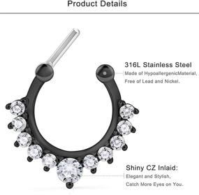 img 2 attached to Lcolyoli 16PCS 16G 316L Stainless Steel Septum Hoop Nose Rings – Stylish Conch and Cartilage Piercing Jewelry Set for Both Women and Men