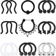 lcolyoli 16pcs 16g 316l stainless steel septum hoop nose rings – stylish conch and cartilage piercing jewelry set for both women and men logo