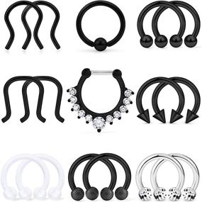 img 3 attached to Lcolyoli 16PCS 16G 316L Stainless Steel Septum Hoop Nose Rings – Stylish Conch and Cartilage Piercing Jewelry Set for Both Women and Men