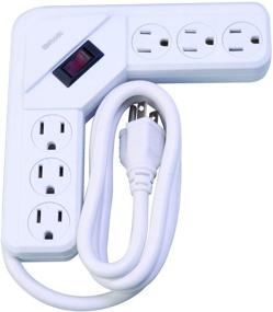 img 3 attached to Woods 41378 L-Shaped Power Strip – 6 Outlets, Overload Safety, 4ft Cord, White