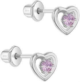 img 3 attached to 💙 925 Sterling Silver Blue Open Heart CZ Earrings for Girls | Safe & Secure Screw Back Closure | Hypoallergenic for Baby, Toddler, & Young Girls