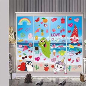 img 3 attached to Charming Valentine's Day Window Clings Decorations - Love Party Supplies for Home - Heart, Alpaca, Deer, Unicorn, Elephant, Sheep, Penguin - 166 PCS