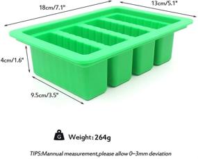 img 1 attached to Крупная 4-ячеечная гурманская силиконовая форма для масла с крышкой - Зеленый прямоугольный лоток для мыла, энергетических батончиков, маффинов, брауни, кукурузного хлеба, торта, пудинга - X-Значение