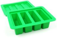 🔲 large 4-cavity gourmet silicone butter mold with lid - green rectangle tray for soap, energy bar, muffin, brownie, cornbread, cake, pudding - x-value logo