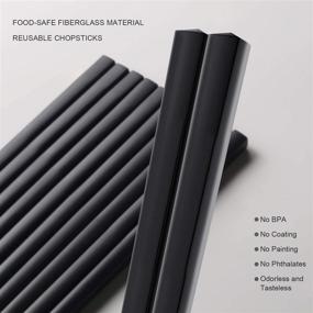 img 2 attached to 🥢 10 Pairs of Reusable Dishwasher Safe Fiberglass Chopsticks, 9.5 Inch Non-Slip Chopsticks for Beginners, Ideal for Japanese Korean Chinese Cuisine, Food & Cooking, Complete in a Gift Box