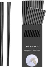 img 4 attached to 🥢 10 Pairs of Reusable Dishwasher Safe Fiberglass Chopsticks, 9.5 Inch Non-Slip Chopsticks for Beginners, Ideal for Japanese Korean Chinese Cuisine, Food & Cooking, Complete in a Gift Box