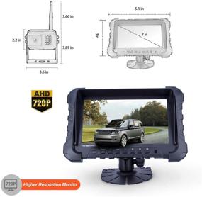 img 3 attached to 🚐 Yuwei Wireless Backup Camera System, YW-77214 Dual HD 720P Camera Wireless Reverse System with Night Vision and Wide Viewing Angles, 7 Inch Wireless Monitor Split Screen for Trailer, RVs, Cars