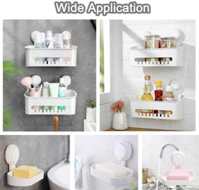 img 1 attached to 🛁 SunHorde Bathroom Shower Caddy & Soap Holder with Suction Cup - Deep Basket Shelf, Large Capacity, Powerful Wall Storage Organizer for Shampoo, Gel, Conditioner & Hand Soap