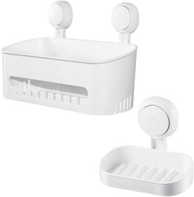 img 4 attached to 🛁 SunHorde Bathroom Shower Caddy & Soap Holder with Suction Cup - Deep Basket Shelf, Large Capacity, Powerful Wall Storage Organizer for Shampoo, Gel, Conditioner & Hand Soap