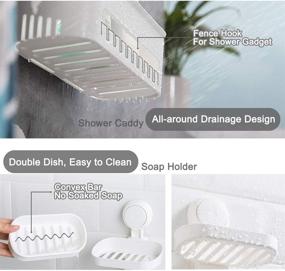 img 2 attached to 🛁 SunHorde Bathroom Shower Caddy & Soap Holder with Suction Cup - Deep Basket Shelf, Large Capacity, Powerful Wall Storage Organizer for Shampoo, Gel, Conditioner & Hand Soap