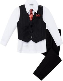 img 3 attached to 👔 OLIVIA KOO Baby and Big Boy's Pinstripe Vest Suit Set – Sizes S to 20 – Premium Quality