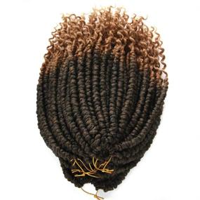 img 2 attached to 🌺 16-Inch Synthetic Fluffy Ombre Crochet Hair Extensions: Spring Twist Crochet, Passion Twist, Short Curly Wave, Pretwisted Senegalese, for Black Women (1B/27#)