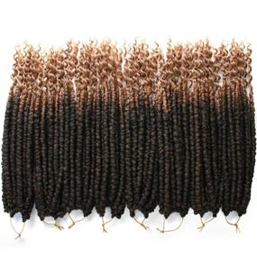 img 3 attached to 🌺 16-Inch Synthetic Fluffy Ombre Crochet Hair Extensions: Spring Twist Crochet, Passion Twist, Short Curly Wave, Pretwisted Senegalese, for Black Women (1B/27#)