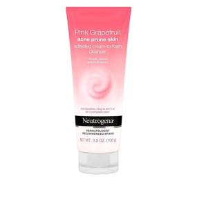img 4 attached to 🍊 Neutrogena Pink Grapefruit Acne Facial Cleanser – Cream-to-Foam with Grapefruit Extract, Naturally Derived, Oil-Free & Non-Comedogenic, 3.5 oz – for Acne Prone Skin