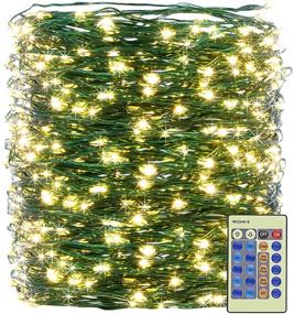 img 4 attached to 🎄 165ft Зеленый шнур с возможностью регулирования яркости, XUNXMAS 500LED Теплые белые Рождественские гирлянды с пультом дистанционного управления - сертифицированы UL, водонепроницаемые феерические огни для самостоятельного изготовления спальни, вечеринки на патио, Рождественской ёлки декор для помещений и улиц.