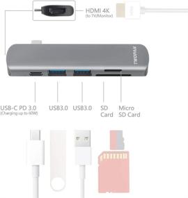 img 2 attached to 🔌 TWOPAN Macbook Pro USB C Hub Adapter - 6-in-1 USB Adapter with 4K HDMI, USB Type C Hub Multiport Adapter, 60W PD Port, and SD/TF Card Reader for New 24-inch iMac 2021, New iPad Pro/Air 2021, MacBook Air