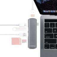 🔌 twopan macbook pro usb c hub adapter - 6-in-1 usb adapter with 4k hdmi, usb type c hub multiport adapter, 60w pd port, and sd/tf card reader for new 24-inch imac 2021, new ipad pro/air 2021, macbook air logo