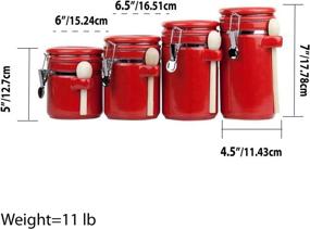 img 2 attached to 🥄 Red Ceramic Spoon Airtight Set - 4 Piece Home Basics Food Storage Container for Kitchen Counter, Sugar, Coffee, Canister