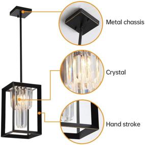 img 2 attached to Modern Kitchen Light Fixtures: Adjustable Hanging Small Chandelier Pendant Lighting with Square Crystal Clear Glass for Dining Room, Living Room, Foyer, and Office