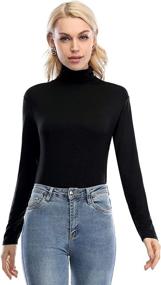 img 3 attached to Femdouce Womens Turtleneck Long Sleeve Shirt: Lightweight, Slim Fit Pullover Undershirts - Active Turtle Neck T-Shirts 2 Pack