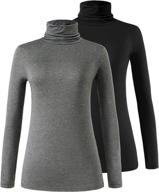 femdouce womens turtleneck long sleeve shirt: lightweight, slim fit pullover undershirts - active turtle neck t-shirts 2 pack logo