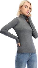 img 2 attached to Femdouce Womens Turtleneck Long Sleeve Shirt: Lightweight, Slim Fit Pullover Undershirts - Active Turtle Neck T-Shirts 2 Pack