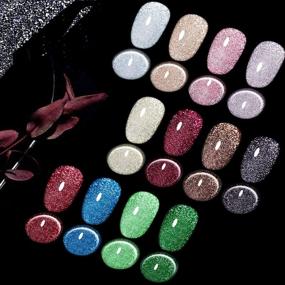 img 4 attached to VERONNI 12-Color Reflective Diamond Nail Gel Kit: Super Bright Explosion Glitter Nail Set with Blue Green Bungee Soak Off UV LED for Professional Manicure (Diamond Glitter)