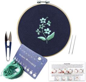 img 4 attached to 🧵 Easy Stamped Embroidery Kit for Beginners with Pattern, Aid Cloth, Bamboo Hoop, Color Threads, and Tools - Starter Kit for Adults and Kids