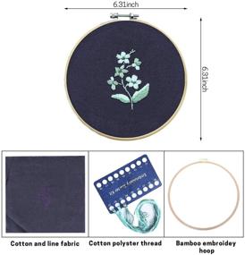 img 3 attached to 🧵 Easy Stamped Embroidery Kit for Beginners with Pattern, Aid Cloth, Bamboo Hoop, Color Threads, and Tools - Starter Kit for Adults and Kids